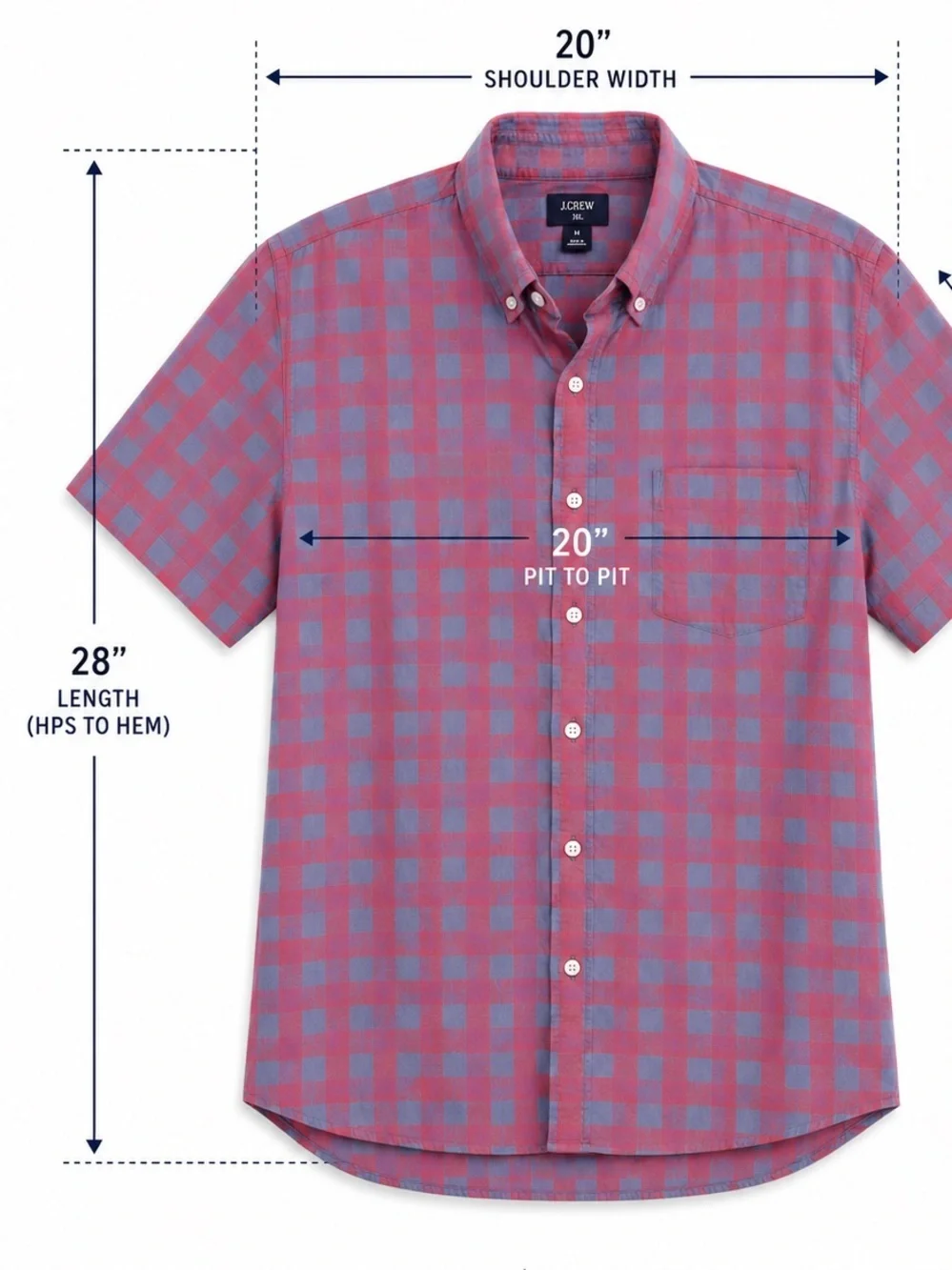 J.Crew Men’s Large Red Blue Gingham Button Front Shirt 100% Cotton